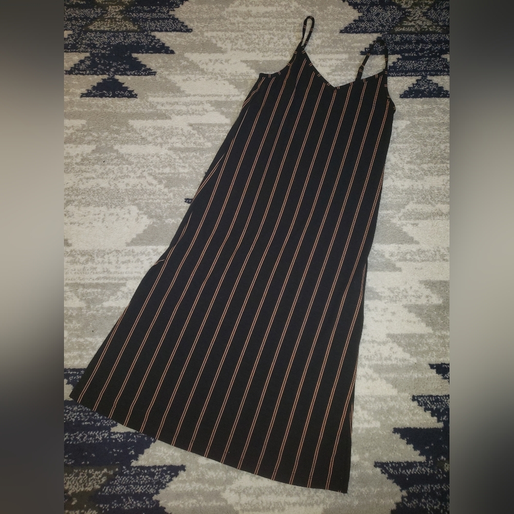 Roxy Black and Tan Striped Maxi Dress Size S